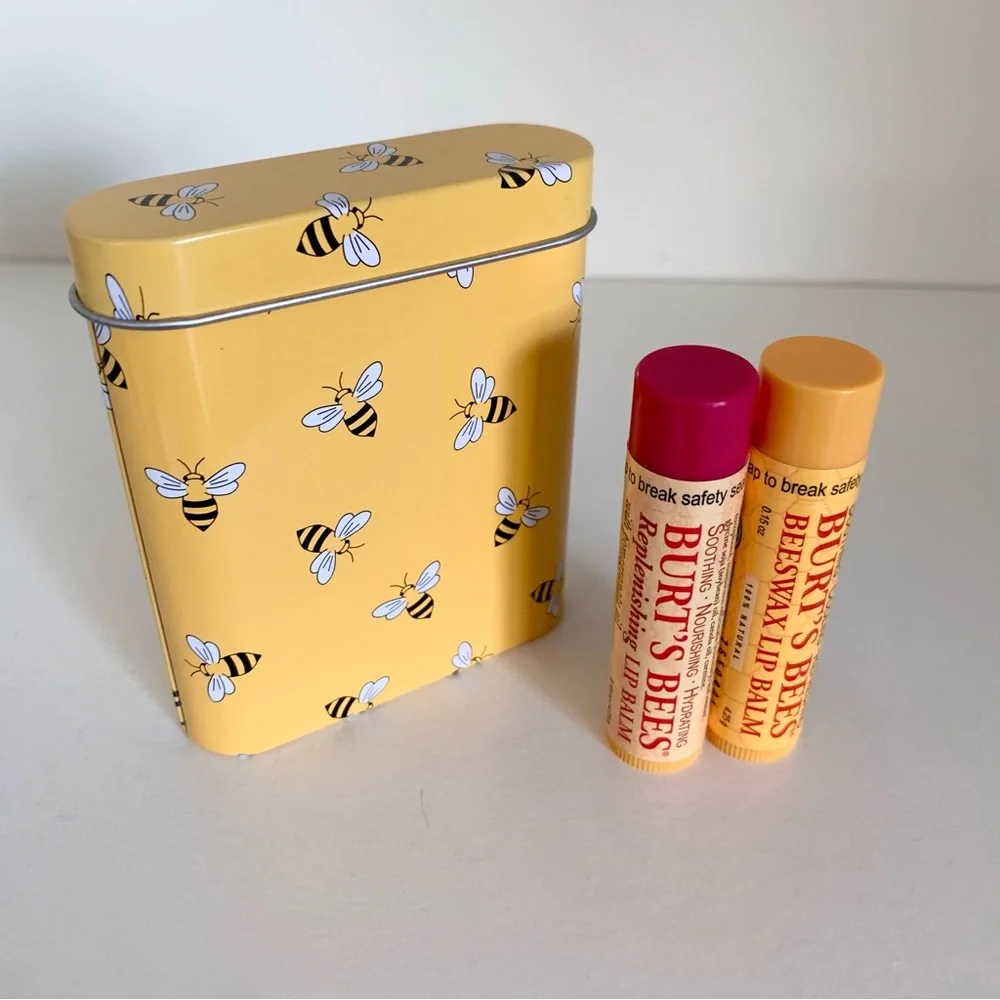 Burts bees chapstick tin case set